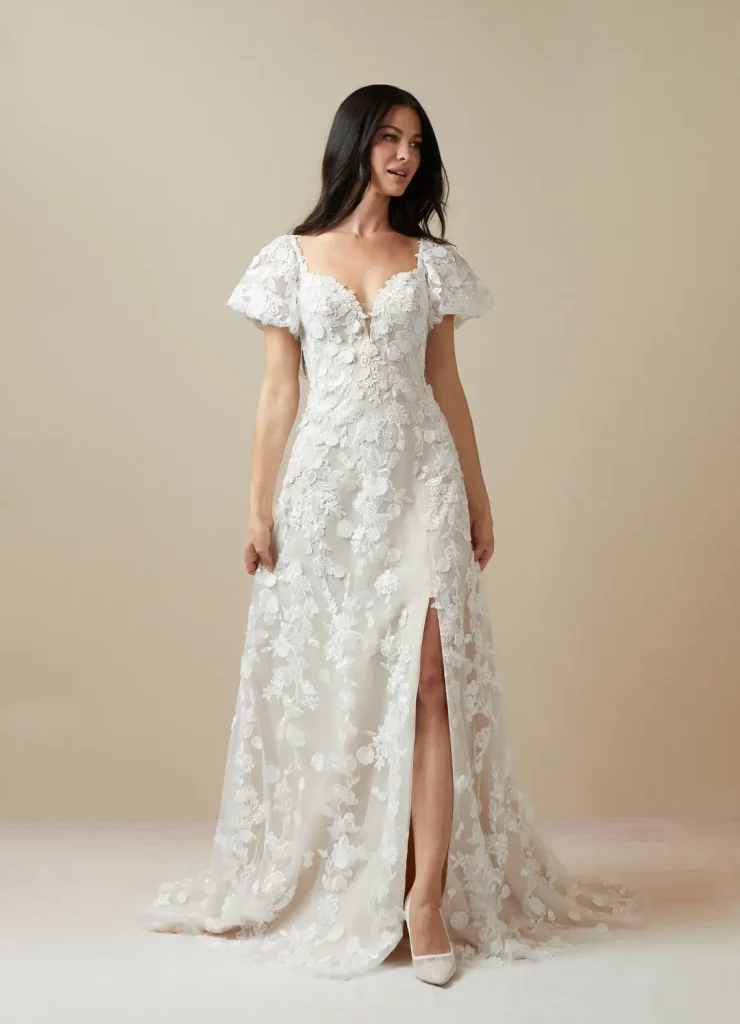 Diamond White Champagne A-Line Sweetheart Lace Dress